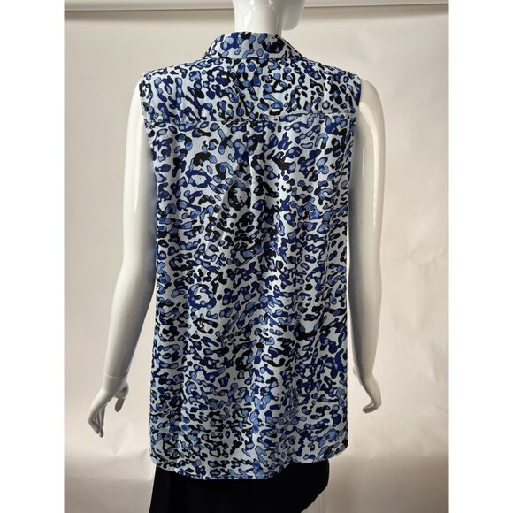 Dana Buchman Sleeveless Blue Animal Print Blouse M - Picture 15 of 16